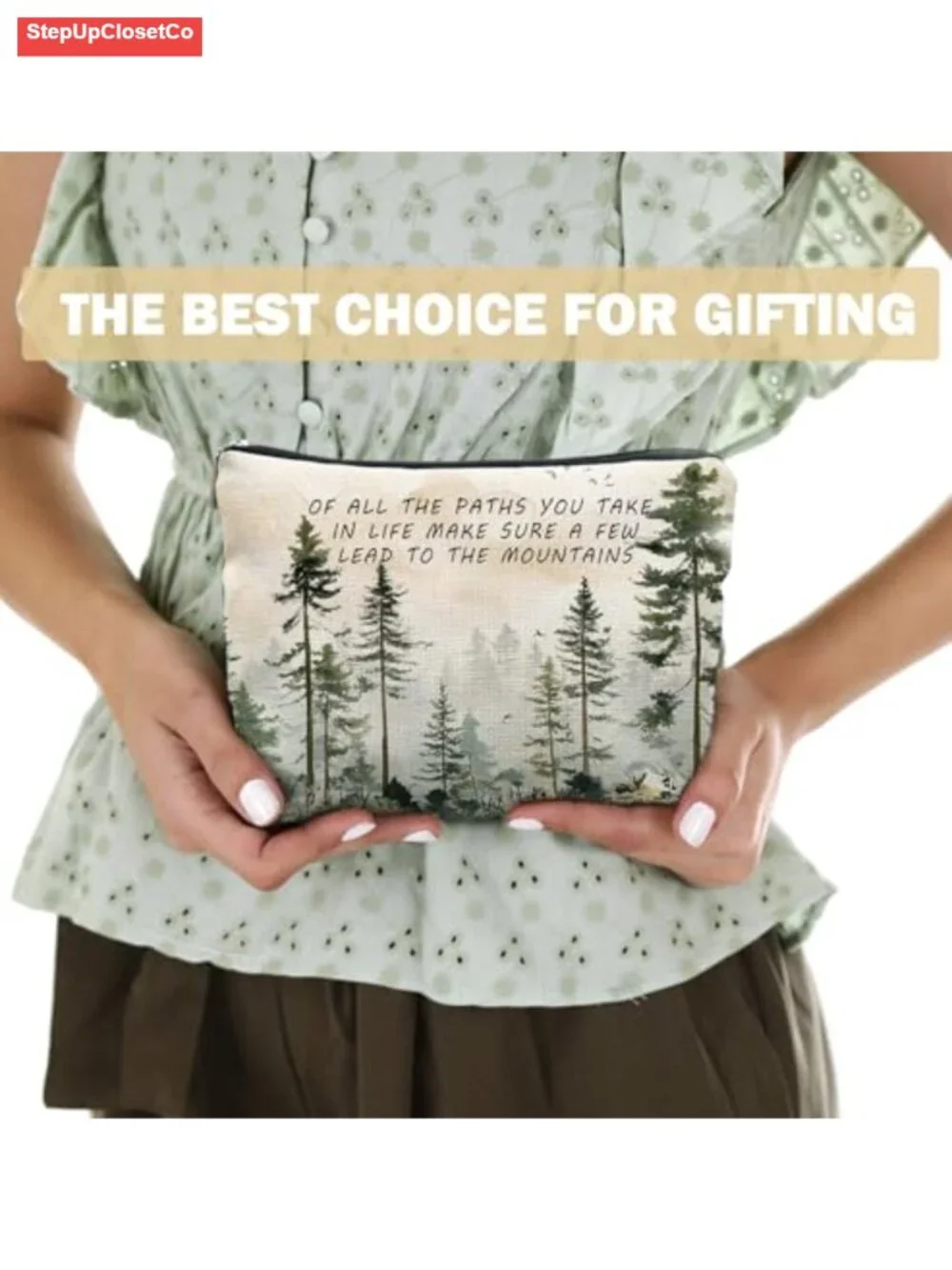 Linen Canvas Cosmetic Bag Travel Toiletry Organizer Pouch for Women Nature